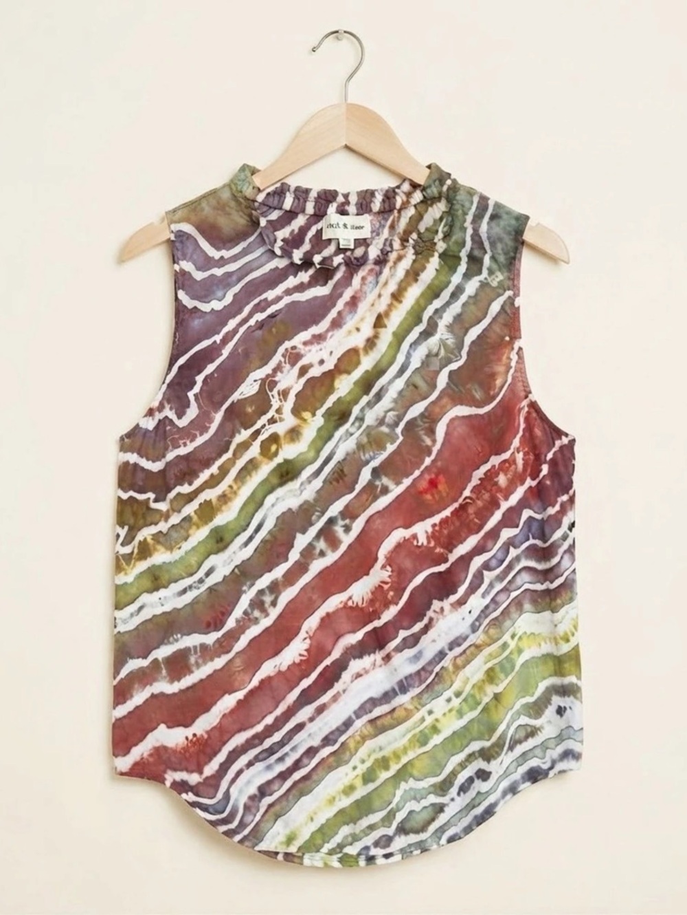 Ice Dyed Cloth & Stone Sleeveless Top